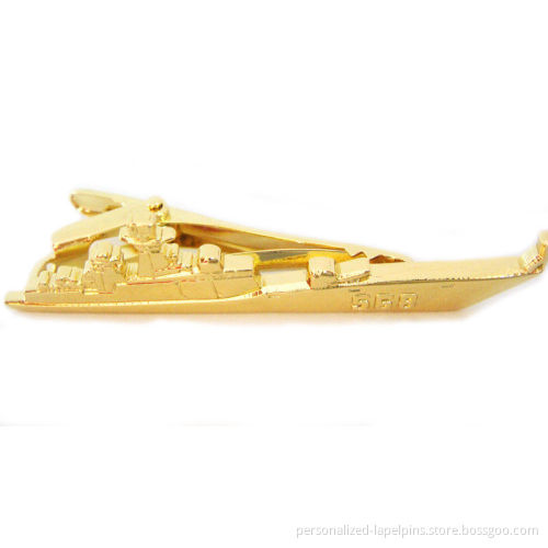 Gold Plated Military Naval Ship Metal Cufflinks And Tie Clips For Souvenirs And Apparel Accessories